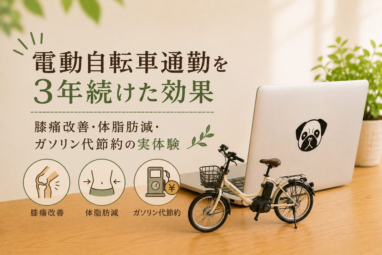 電動自転車通勤を3年続けた効果|膝痛改善・体脂肪減・ガソリン代節約の実体験